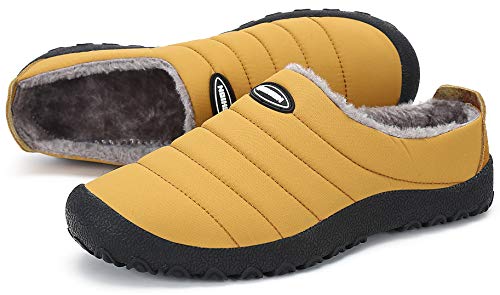 Zapatillas de Estar por Casa Mujer Hombre, Invierno Zapatos de Casa con Forro de Cálido - Cálidas y Cómodas - con Suela Antideslizante para Exterior e Interior,Amarillo 42