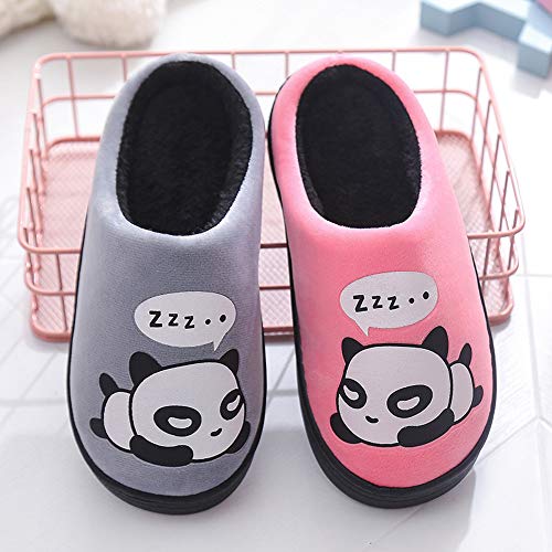 Zapatillas de Estar por Casa para Niñas Niños Otoño Invierno Zapatillas Mujer Hombres Interior Caliente Suave Dibujos Animados Panda Zapatos Gris 33/34 EU = 34/35 CN