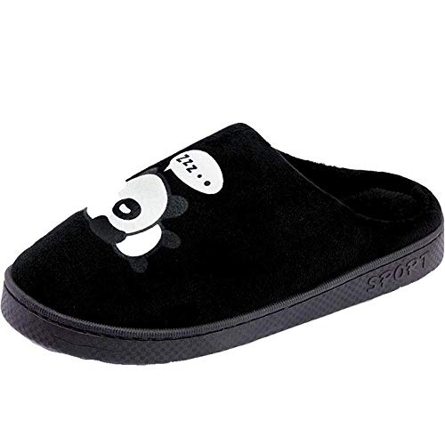 Zapatillas de Estar por Casa para Niñas Niños Otoño Invierno Zapatillas Mujer Hombres Interior Caliente Suave Dibujos Animados Panda Zapatos Negro 39/40 EU = 40/41 CN