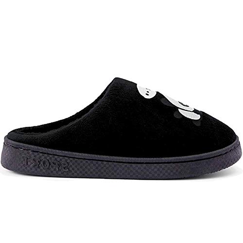 Zapatillas de Estar por Casa para Niñas Niños Otoño Invierno Zapatillas Mujer Hombres Interior Caliente Suave Dibujos Animados Panda Zapatos Negro 39/40 EU = 40/41 CN