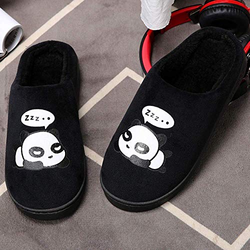 Zapatillas de Estar por Casa para Niñas Niños Otoño Invierno Zapatillas Mujer Hombres Interior Caliente Suave Dibujos Animados Panda Zapatos Negro 39/40 EU = 40/41 CN
