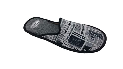 Zapatillas de Estar por casa/Biorelax/Primavera-Verano/Periódico/Color Gris/Puntera Tapada/con Cámara de Aire/Talla 41