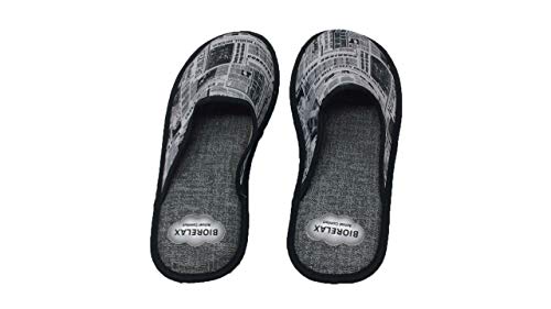 Zapatillas de Estar por casa/Biorelax/Primavera-Verano/Periódico/Color Gris/Puntera Tapada/con Cámara de Aire/Talla 41