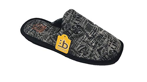 Zapatillas de Estar por casa/Hombre/Berevëre/Suapel/Suela Eva/Muy Ligeras/Color Negro Estampado/Tallas del 39 al 51/Talla 43
