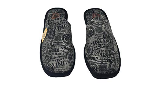 Zapatillas de Estar por casa/Hombre/Berevëre/Suapel/Suela Eva/Muy Ligeras/Color Negro Estampado/Tallas del 39 al 51/Talla 43