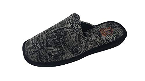 Zapatillas de Estar por casa/Hombre/Berevëre/Suapel/Suela Eva/Muy Ligeras/Color Negro Estampado/Tallas del 39 al 51/Talla 43