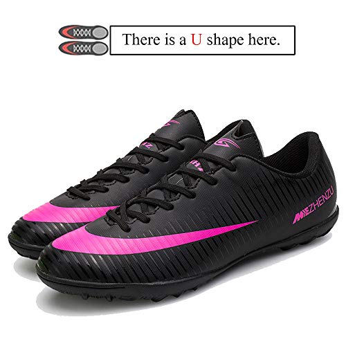 Zapatillas de fútbol Topoption para niños y adultos, profesionales, para entrenar al aire libre, para exteriores, atléticos, con tacos, unisex, color Negro, talla 39 EU