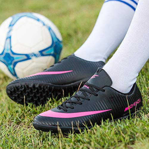 Zapatillas de fútbol Topoption para niños y adultos, profesionales, para entrenar al aire libre, para exteriores, atléticos, con tacos, unisex, color Negro, talla 39 EU