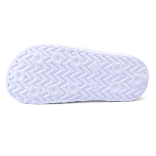 Zapatillas de Playa y Piscina Niña Sandalias de Ducha Baño Niños Chanclas de Verano Mujer Pantuflas Suela Gruesa Antideslizante Lentejuelas Brillantes Blanco Talla 36
