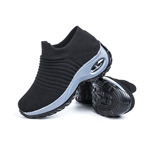 Zapatillas Deportivas de Mujer Zapatos Running Fitness Gym Outdoor Sneaker Casual Mesh Transpirable Comodas Calzado Negro Talla 40