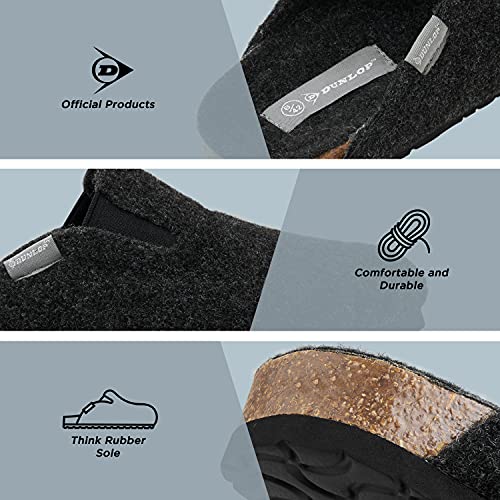 Zapatillas Dunlop para Hombre, Zapatillas de Fieltro, Suela de Goma Antideslizante, Calzado Interior y Exterior (44 EU, Negro, Numeric_44)