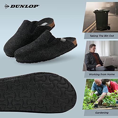 Zapatillas Dunlop para Hombre, Zapatillas de Fieltro, Suela de Goma Antideslizante, Calzado Interior y Exterior (44 EU, Negro, Numeric_44)