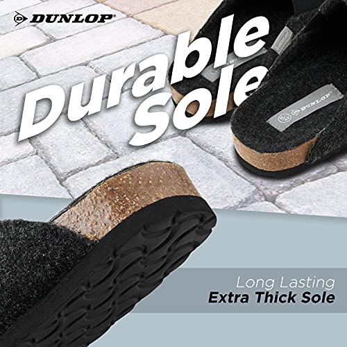 Zapatillas Dunlop para Hombre, Zapatillas de Fieltro, Suela de Goma Antideslizante, Calzado Interior y Exterior (44 EU, Negro, Numeric_44)