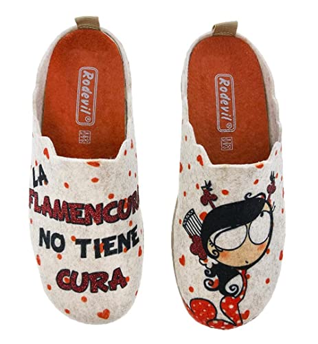 Zapatillas Fieltro Estar por casa cómodas Mujer. FLAMENQUILLA Originales - Fabricacion española 40