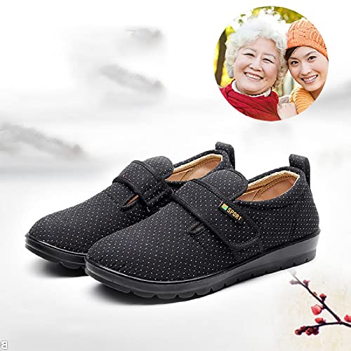 Zapatillas para Ancianos,Pies Hinchados DespuéS De Una LesióN Zapatos,Zapatos OrtopéDicos Ajustables,Black_38