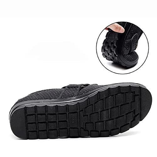 Zapatillas para Ancianos,Pies Hinchados DespuéS De Una LesióN Zapatos,Zapatos OrtopéDicos Ajustables,Black_38