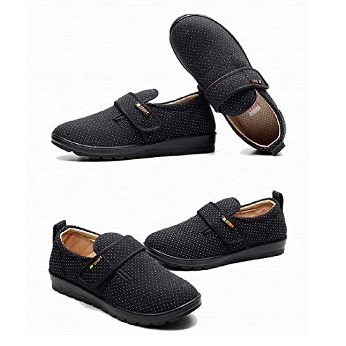 Zapatillas para Ancianos,Pies Hinchados DespuéS De Una LesióN Zapatos,Zapatos OrtopéDicos Ajustables,Black_38