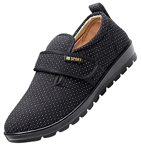 Zapatillas para Ancianos,Pies Hinchados DespuéS De Una LesióN Zapatos,Zapatos OrtopéDicos Ajustables,Black_38