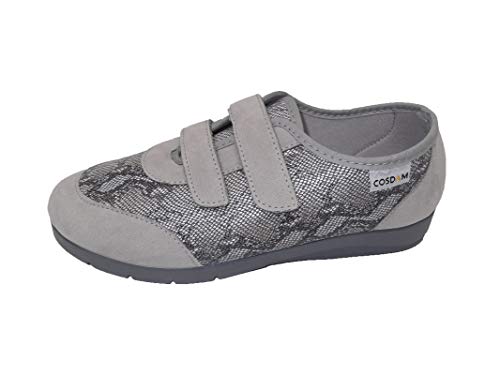 Zapato/Mujer/Cosdam/Plantilla Extraíble/Apto Plantilla ortopédica/Cuña 2 cm/Empeine Téxtil/Suela Goma/Color Gris Perla/Talla 37