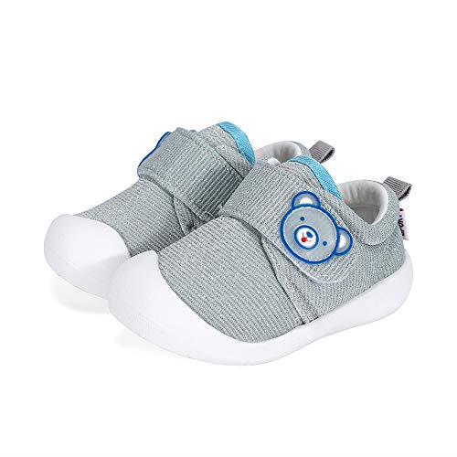 Zapatos Bebe Niño Primeros Pasos Zapatillas Deportivas Bebé Recién Nacido, Gris, Talla 22 EU (talla fabricante 18)