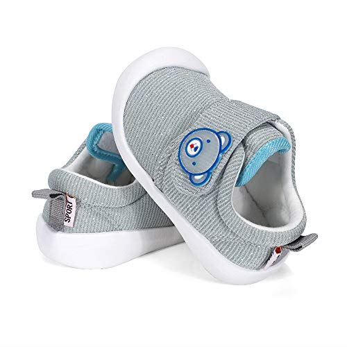 Zapatos Bebe Niño Primeros Pasos Zapatillas Deportivas Bebé Recién Nacido, Gris, Talla 22 EU (talla fabricante 18)
