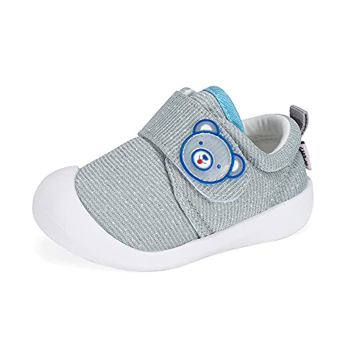 Zapatos Bebe Niño Primeros Pasos Zapatillas Deportivas Bebé Recién Nacido, Gris, Talla 22 EU (talla fabricante 18)
