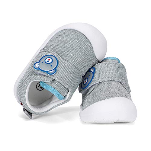 Zapatos Bebe Niño Primeros Pasos Zapatillas Deportivas Bebé Recién Nacido, Gris, Talla 22 EU (talla fabricante 18)