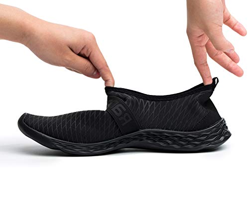 Zapatos de Agua sin Cordones Unisex Zapatos de Agua de Secado rápido para Piscina Playa Natación Surf Canotaje Snorkel Yoga Buceo Todo Negro 46 EU