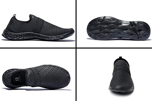 Zapatos de Agua sin Cordones Unisex Zapatos de Agua de Secado rápido para Piscina Playa Natación Surf Canotaje Snorkel Yoga Buceo Todo Negro 46 EU