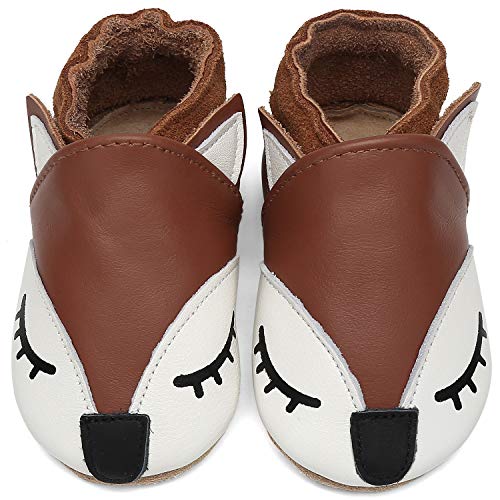 Zapatos de Bebé Suave Cómodo Zapatos para Bebé Niño Ligero Flexible Pantuflas para Interiores Al Aire Libre Primeros Caminantes, Zorro marrón 12-18 Meses