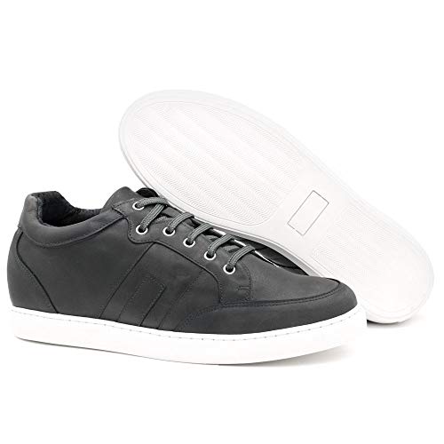 Zapatos de Hombre con Alzas Que Aumentan Altura hasta 7 cm. Fabricados en Piel. Modelo Ibiza A Gris 41
