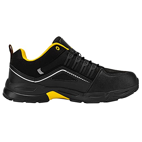 Zapatos de Seguridad Hombre,S3 Zapatillas de Seguridad Antideslizantes con Punta de Acero Antipinchazos Calzados de Trabajo 42.5,Negro Amarillo