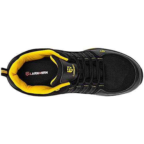 Zapatos de Seguridad Hombre,S3 Zapatillas de Seguridad Antideslizantes con Punta de Acero Antipinchazos Calzados de Trabajo 42.5,Negro Amarillo