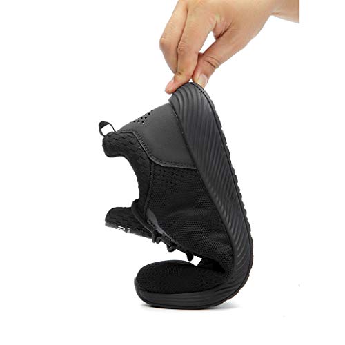 Zapatos de Seguridad para Hombre Trabajo con Punta de Acero, Zapatillas Deportivas al Aire Libre Moda Resistentes Deslizamiento Ligeras y Transpirables Suela Blanda Negro Yvelands(44)