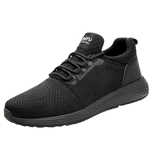Zapatos de Seguridad para Hombre Trabajo con Punta de Acero, Zapatillas Deportivas al Aire Libre Moda Resistentes Deslizamiento Ligeras y Transpirables Suela Blanda Negro Yvelands(44)