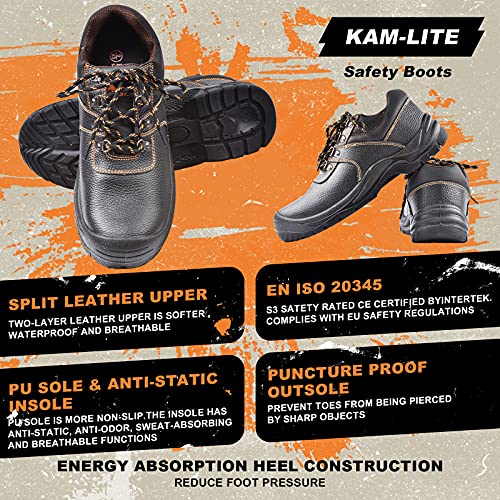 Zapatos de seguridad para hombres Botas de trabajo con punta de acero Zapatos de trabajo impermeables antideslizantes Botas de seguridad para construcción al aire libre 42EU