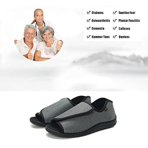 Zapatos Valgus para Ancianos,DiabéTicos Respirable OrtopéDica para Ensanchar Ajustable CóModa Artritis Edema Hinchados,Grey_38