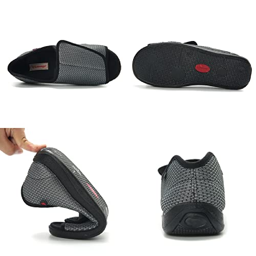 Zapatos Valgus para Ancianos,DiabéTicos Respirable OrtopéDica para Ensanchar Ajustable CóModa Artritis Edema Hinchados,Grey_38