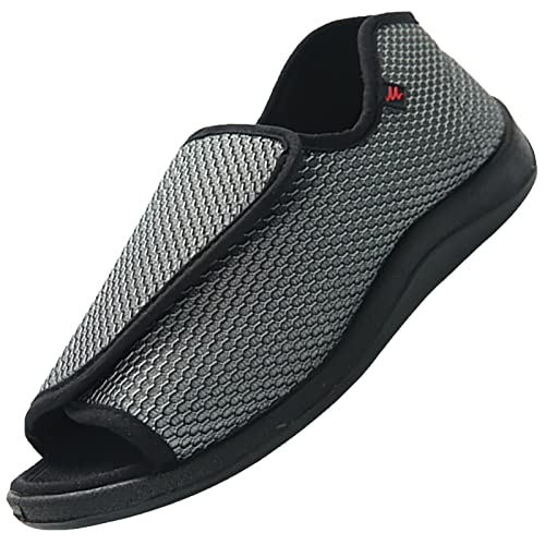 Zapatos Valgus para Ancianos,DiabéTicos Respirable OrtopéDica para Ensanchar Ajustable CóModa Artritis Edema Hinchados,Grey_38