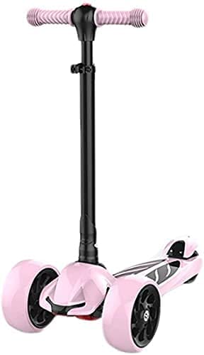 ZBBN Scooter Kids Ruedas LED Grandes y Altura Ajustable Adecuado para Scooter para niños de 3 a 12 años, Scooter de Juguete para niños (Color: Pink)