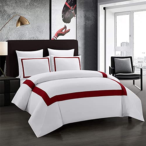ZCRR Ultra Suave Cepillado De Microfibra Funda Nórdica, La Cubierta del Duvet Hotel Quality, Manta Cubierta De Arrugas Resistente A La Decoloración del Lecho(Size:200x200cm(79x79inch),Color:Rojo)