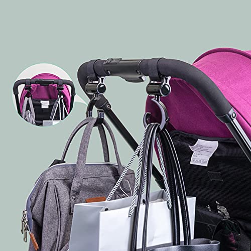 Zeaye Ganchos Carro Bebé de Baby -Ganchos Carrito Bebé Universal Ganchos para Silla de Paseo Engancha de Cochecito Ganchos Para Cambiar Pañales y Bolsa de Compras (Negro)