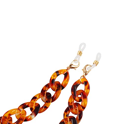 Zeayebsr Cordones para gafas de perlas de colores, Colgante de Doble Uso para Llevar la Mascarilla o las Gafas Cordón Cuelga Mascarillas Collar para Mascarilla o Gafas con Doble Enganche（Ámbar）