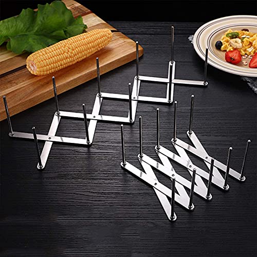 ZEEREE 2 piezas Soporte para Tapas, Organizador de Olla Soporte Bandejas, multifunción soporte para tapa de ollas, organizador de utensilios de cocina para la preparación de Spareribs o Asados