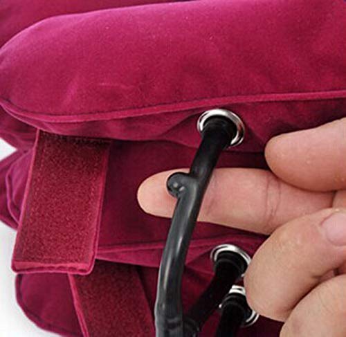 Zeerkeer Cuello Cervical Tracción，Aparato de tracción cervical U Cojín Collar para la tracción cervical inflable，Tamaño Ajustable， Aliviar el Dolor de Cuello y el Hombro (Rojo)