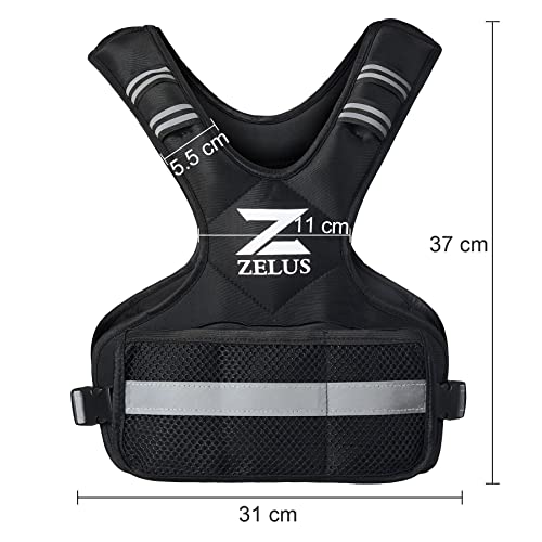 ZELUS Chaleco de Peso Ajustable 4.5KG/9KG/14.5KG Chaleco Lastrado para Entrenamineto de Musculación Chaleco con Pesos con 6 Bolsas de Arena de Hierro para Hombres y Mujeres (1.8-4.5kg)