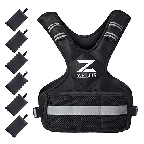ZELUS Chaleco de Peso Ajustable 4.5KG/9KG/14.5KG Chaleco Lastrado para Entrenamineto de Musculación Chaleco con Pesos con 6 Bolsas de Arena de Hierro para Hombres y Mujeres (1.8-4.5kg)