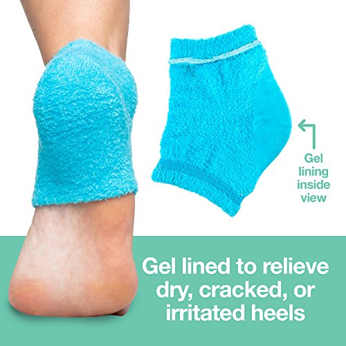ZenToes Gel hidratante calcetines talón 2 pares alineados calcetines spa Toeless para curar y tratar, los talones agrietados secos (borroso, azul)
