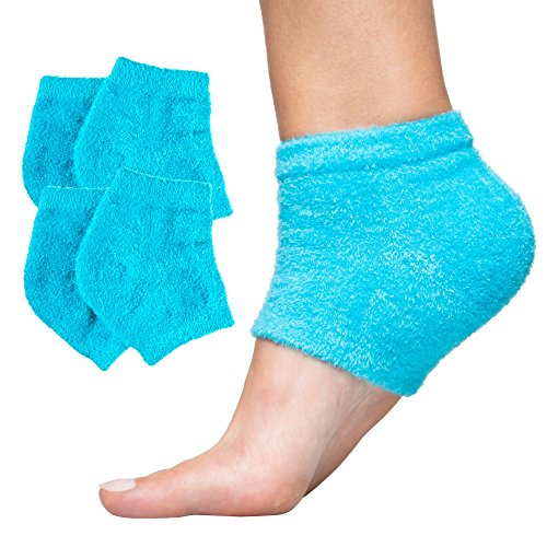 ZenToes Gel hidratante calcetines talón 2 pares alineados calcetines spa Toeless para curar y tratar, los talones agrietados secos (borroso, azul)