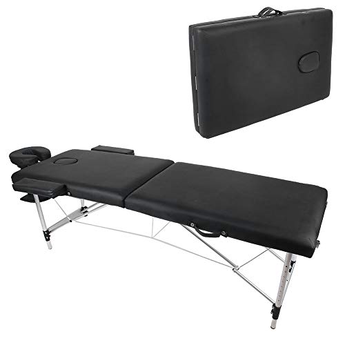 Zerone Mesa de Masaje Plegable, Camilla de Masaje Ligera de Aleación de Aluminio para SPA Salón de Belleza, Altura Ajustable